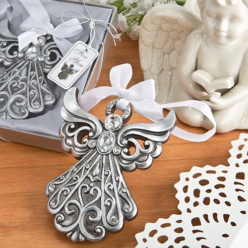 FashionCraft Ornate Antiqued-Silver-Finish Angel Ornament