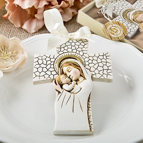 Madonna and Child Hanging Cross Ornament by FashionCraft