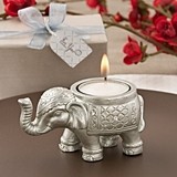 FashionCraft Good Luck Silver Indian Elephant Candle Holder