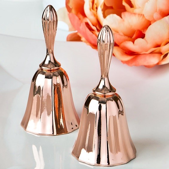 FashionCraft Rose Gold-Colored Cast-Metal Kissing Bell with Clapper