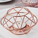 FashionCraft Rose Gold Metal Geometric Design Tealight Candle Holder