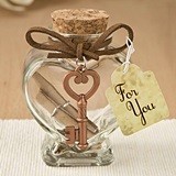 Glass Heart-Shaped Message Jar with Copper-Colored-Metal Key Accent