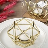 Gold-Colored-Metal Hexagon-Shaped Geometric Design Tealight Holder