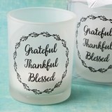 FashionCraft 'Grateful, Thankful, Blessed' Frosted Glass Candle Votive