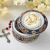 FashionCraft Madonna and Child Rosary Box Trinket Box