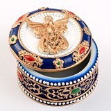 FashionCraft Angel-Covered Ornate Trinket Box with Gold Accents