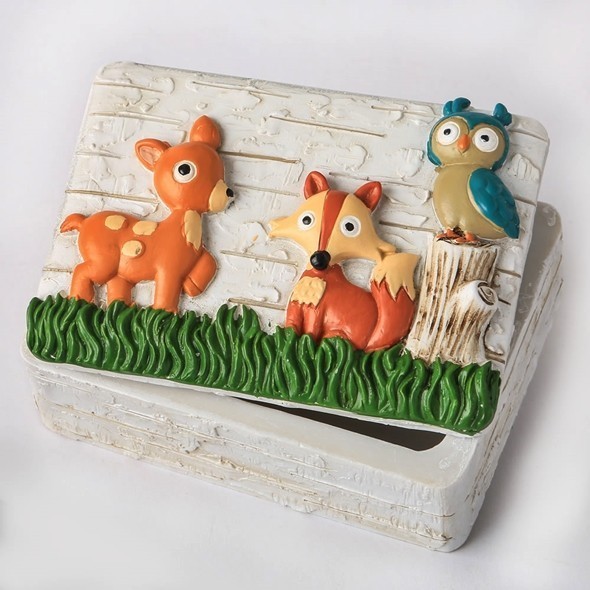 FashionCraft Woodland Animals Themed Covered Trinket Box