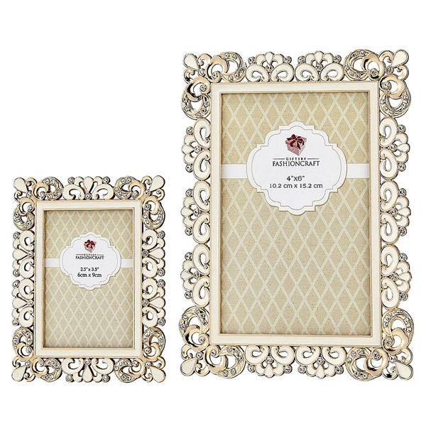 FashionCraft Deluxe Metal Frames with Ornate Borders/Inlays (Set of 2)