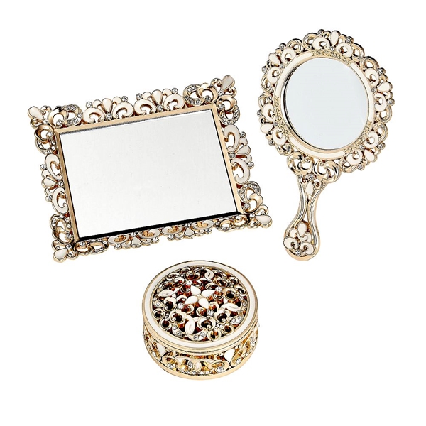 FashionCraft Exquisite Vanity Set w/ Trinket Box, Hand Mirror and Tray