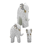 Elephant Figurines (3) with Black Triangles, Gold Tusks & Zig-Zag Ears