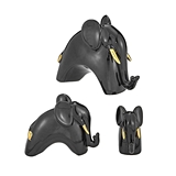 FashionCraft Shiny Black Elephant Figurines with Gold Tusks and Tails