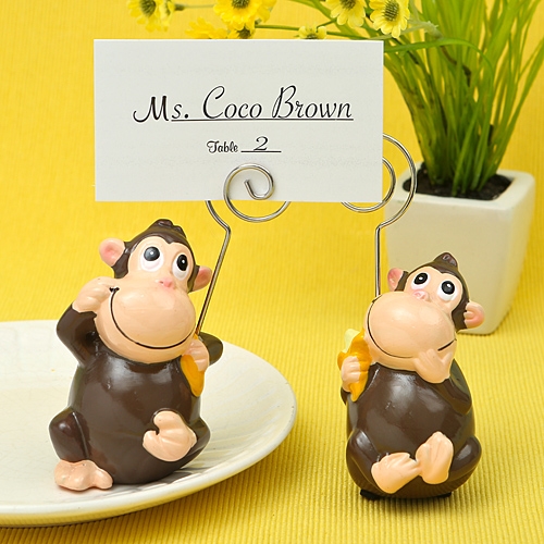 FashionCraft Hand-Painted Ceramic Monkey Place Card/Photo Holders (2)