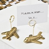 FashionCraft Antiqued-Gold Airplane Design Photo/Place Card Holder