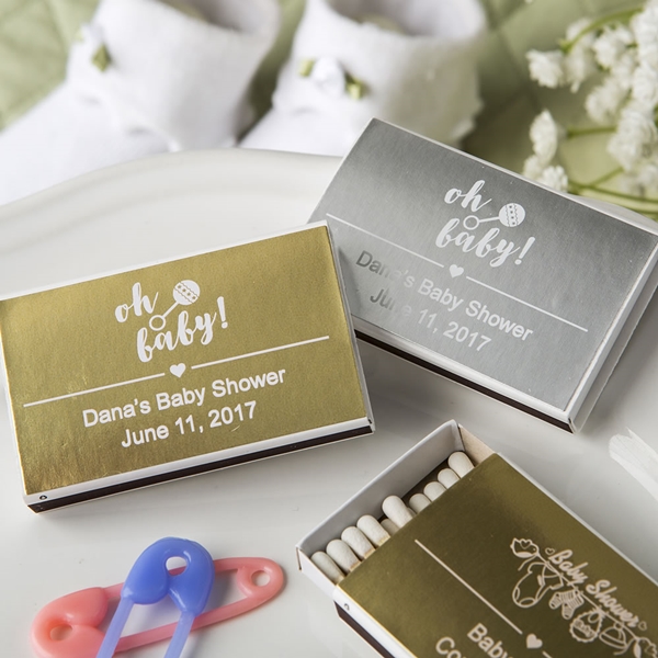 Personalized Metallics Collection Pack of 50 Matchboxes (Baby Shower)