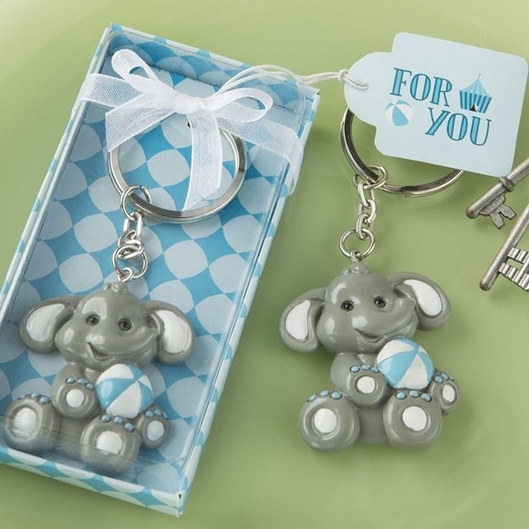 FashionCraft Cute Baby Elephant with Blue Design Tea Key Chain