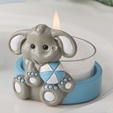 FashionCraft Cute Baby Elephant with Blue Design Tea Light Holder