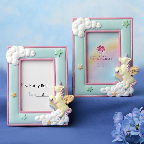 FashionCraft Unicorn and Puffy Clouds Design 2x3 Placecard/Photo Frame