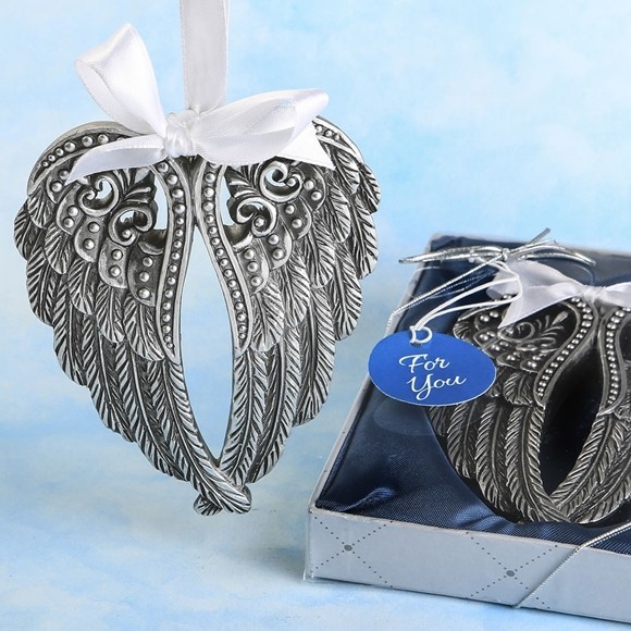 Silver Angel Wings Design Ornament with Pewter Finish by FashionCraft