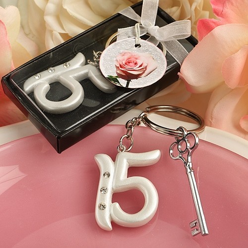 FashionCraft Rhinestone-Accented Sweet 15 Quinceneara Key Chain