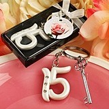 FashionCraft Rhinestone-Accented Sweet 15 Quinceneara Key Chain