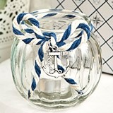 FashionCraft Nautical-Themed Glass Globe Candle-Holder w/ Anchor Charm