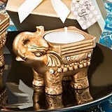 FashionCraft Gold-Colored Good Luck Indian Elephant Candle Holder