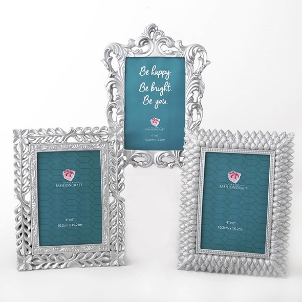 Baroque-Style Pearl-Silver-Finish 4x6 Frames (Assorted Set of 3)