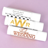 Personalized Lip Balm in White Tube with Metallic Foil Stickers