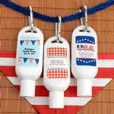 Personalized SPF-30 Sunscreen Bottle w/ Carabiner (Patriotic Designs)