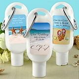 Personalized SPF-30 Sunscreen Bottle with Carabiner (Wedding Designs)