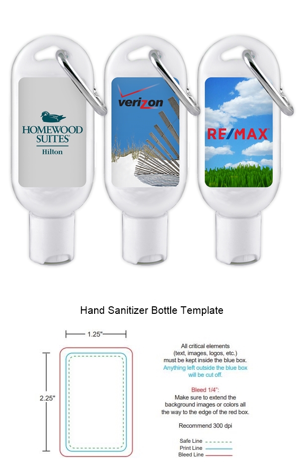 Custom Corporate Logo Hand Sanitizer Bottle with Carabiner