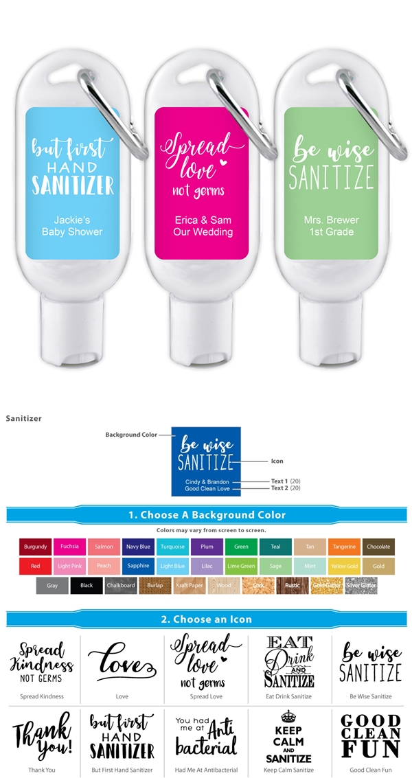 Hand Sanitizer Bottle with Carabiner and Personalized Catchy Sayings