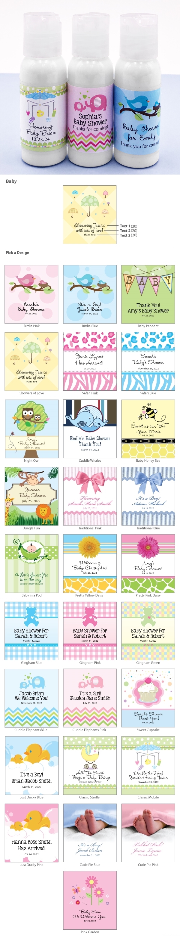 Ducky Days Baby Shower 1oz Hand Lotion Bottle (24 Adorable Designs)