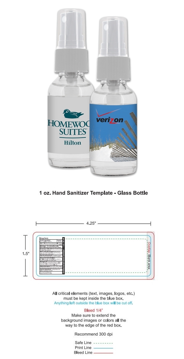Custom Corporate Hand Sanitizer Spray - 1oz Travel Size Bottle