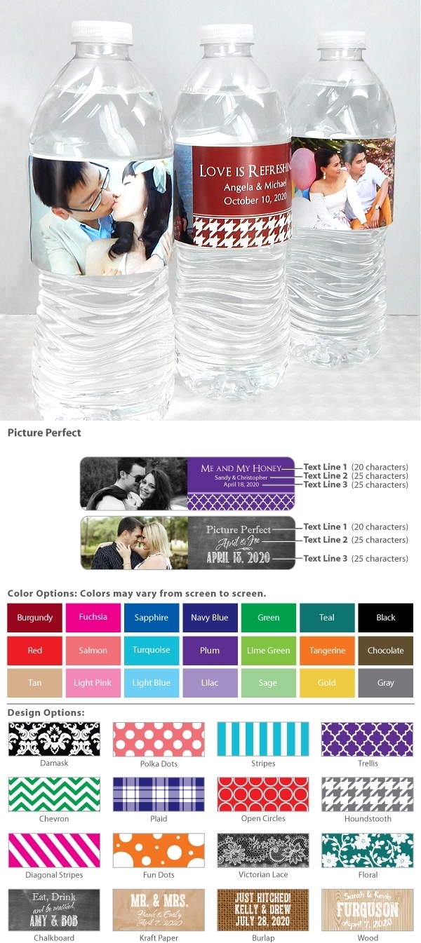 Picture Perfect Photo Personalized Water Bottle Labels (Set of 5)