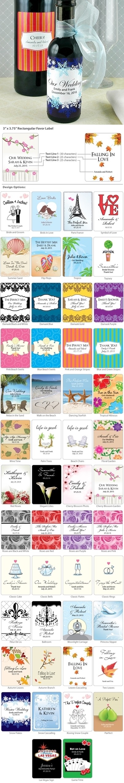 Personalized Large Rectangular Favor Labels (50 Designs) (Set of 6) | Personalized Gifts and ...