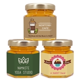 Custom Corporate Logo Hexagonal-Glass Honey Jar with Golden Lid