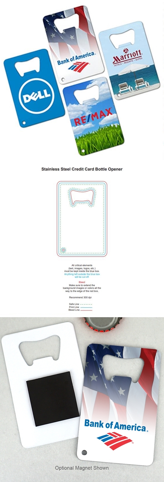 Custom Corporate Logo Stainless-Steel Credit Card Bottle Opener