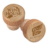 Custom Corporate Logo Engraved Wood Top Wine Bottle Stopper