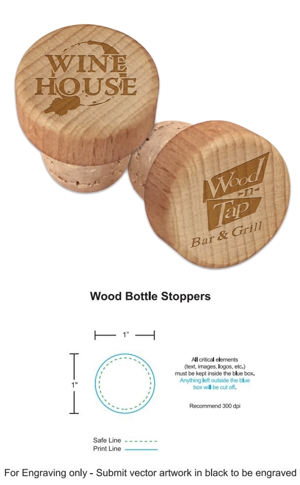 Custom Corporate Logo Engraved Wood Top Wine Bottle Stopper