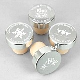 Holiday Personalized Silver Aluminum Top Bottle Stopper (42 Designs)