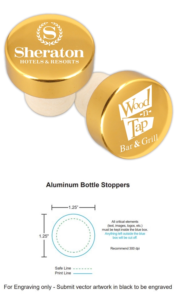 Custom Corporate Logo Gold Aluminum Top Bottle Stopper