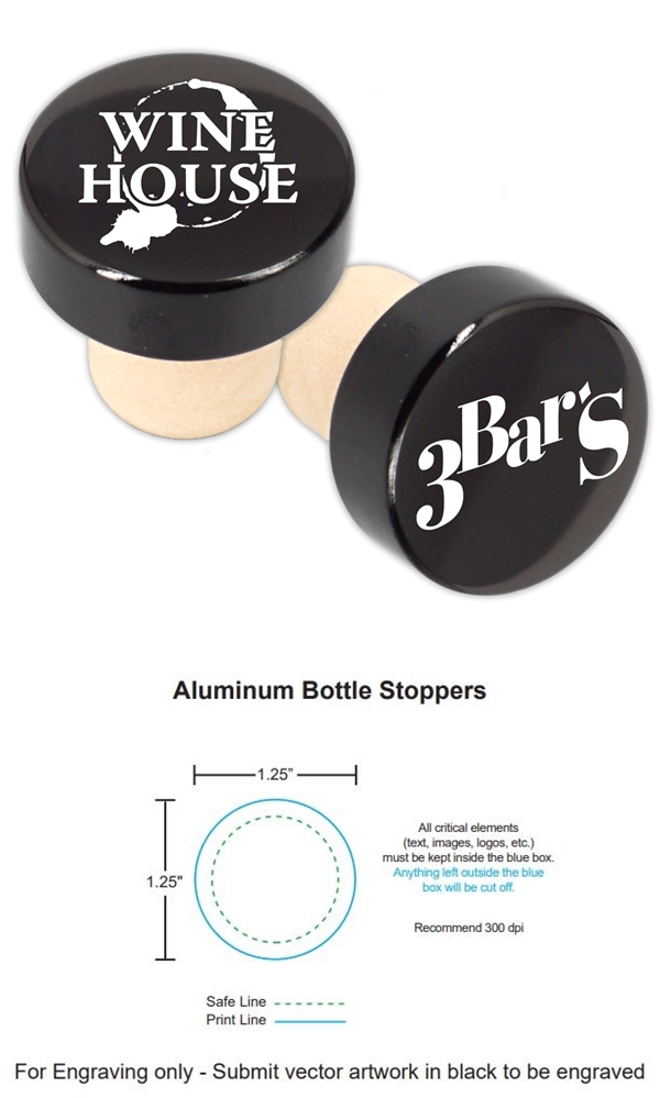 Custom Corporate Logo Black Aluminum Top Bottle Stopper