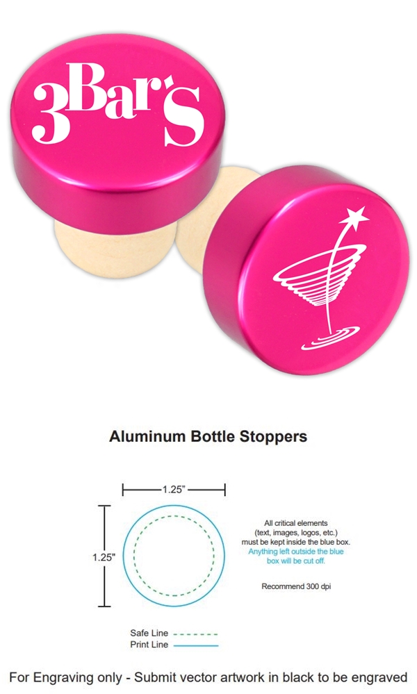 Custom Corporate Logo Pink Aluminum Top Bottle Stopper