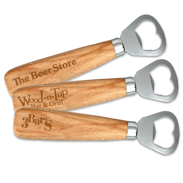 Custom Corporate Logo WoodHandled Bottle Opener Personalized Gifts