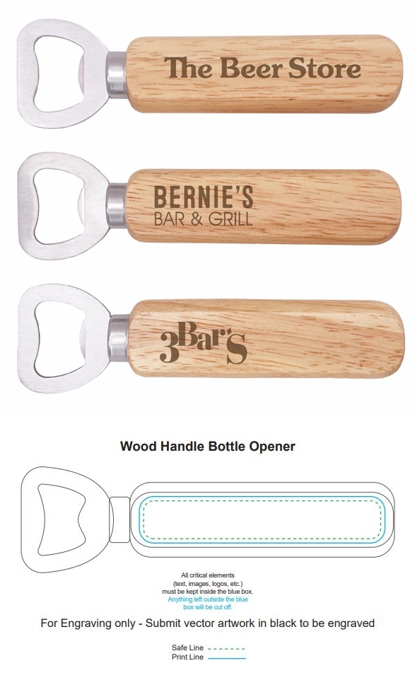 Custom Corporate Logo Wood-Handled Bottle Opener