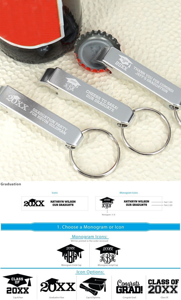 Graduation Personalized Silver Aluminum Bottle Opener/Keychain