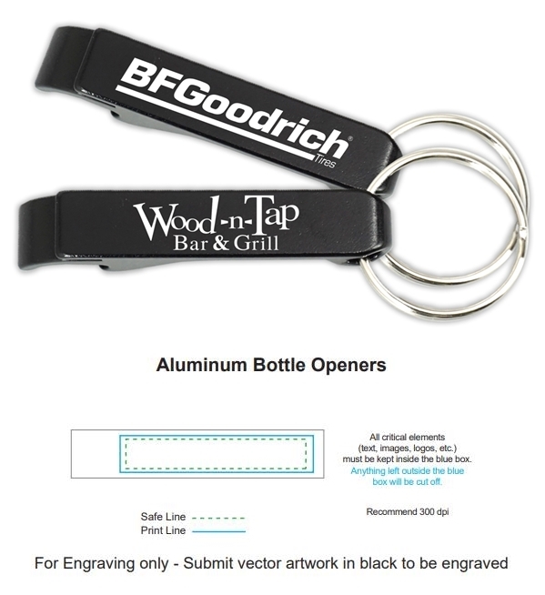 Custom Corporate Logo Black Aluminum Bottle Opener/Keychain