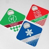 Holiday Personalized Square Bottle Opener Coasters (42 Designs)