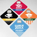 Personalized Square Bottle Opener Coasters (Graduation Designs)